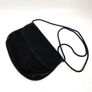 Vintage Pappagallo Purse Black Metallic Gold Crossbody